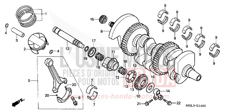VILEBREQUIN/PISTON von CBR1000RR "Fireblade" WINNING RED (R258BB) von 2004